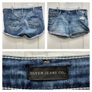 Silver suki thick stitch distressed denim jean shorts womens 18 x 5